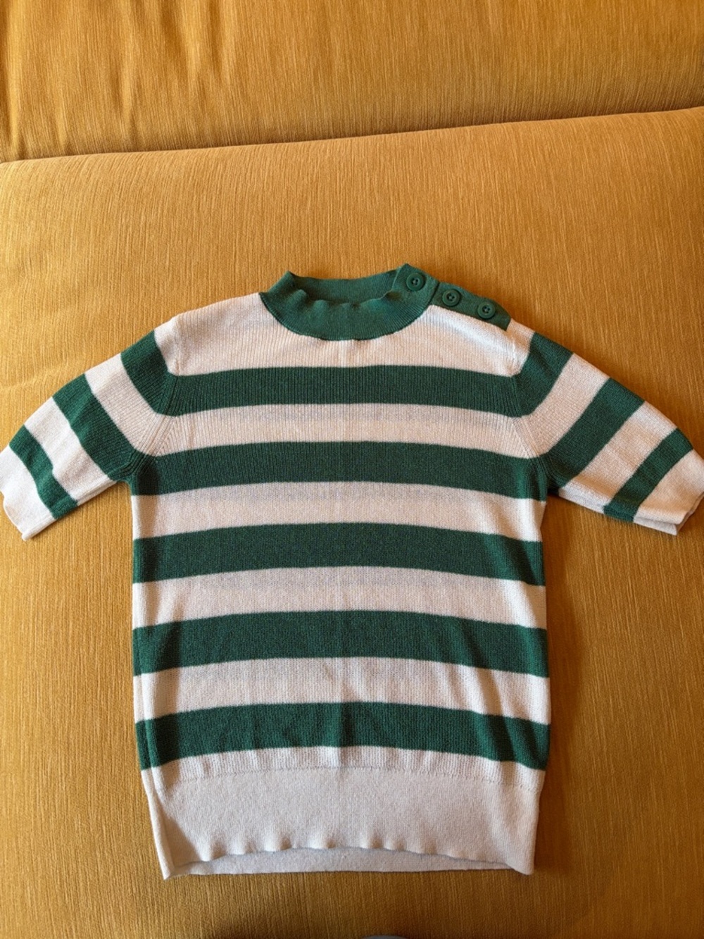 Nautical linen sweater in green stripe